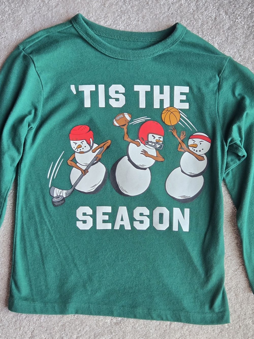 The Children's Place Green 'Tis The Season Snowman Sports Long Sleeve Tee